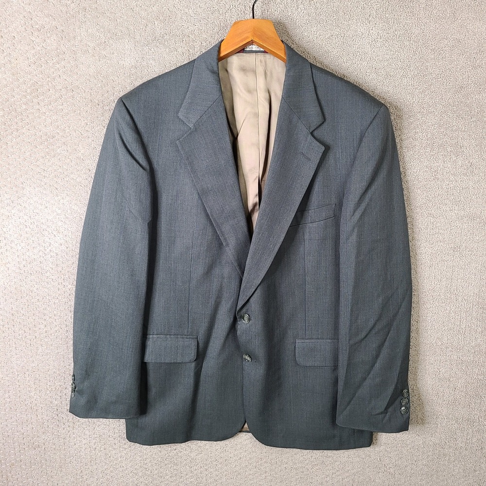 Botany 500 Jacket Mens 44L Gray Striped Athletic Fit Blazer 2‎ Button USA Made
